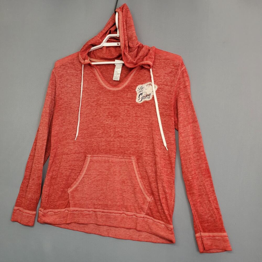 Disney Hoodie Beauty & Beast PJ Top Womens Jrs 7-9 Orange Teapot Chip‎ Pocket